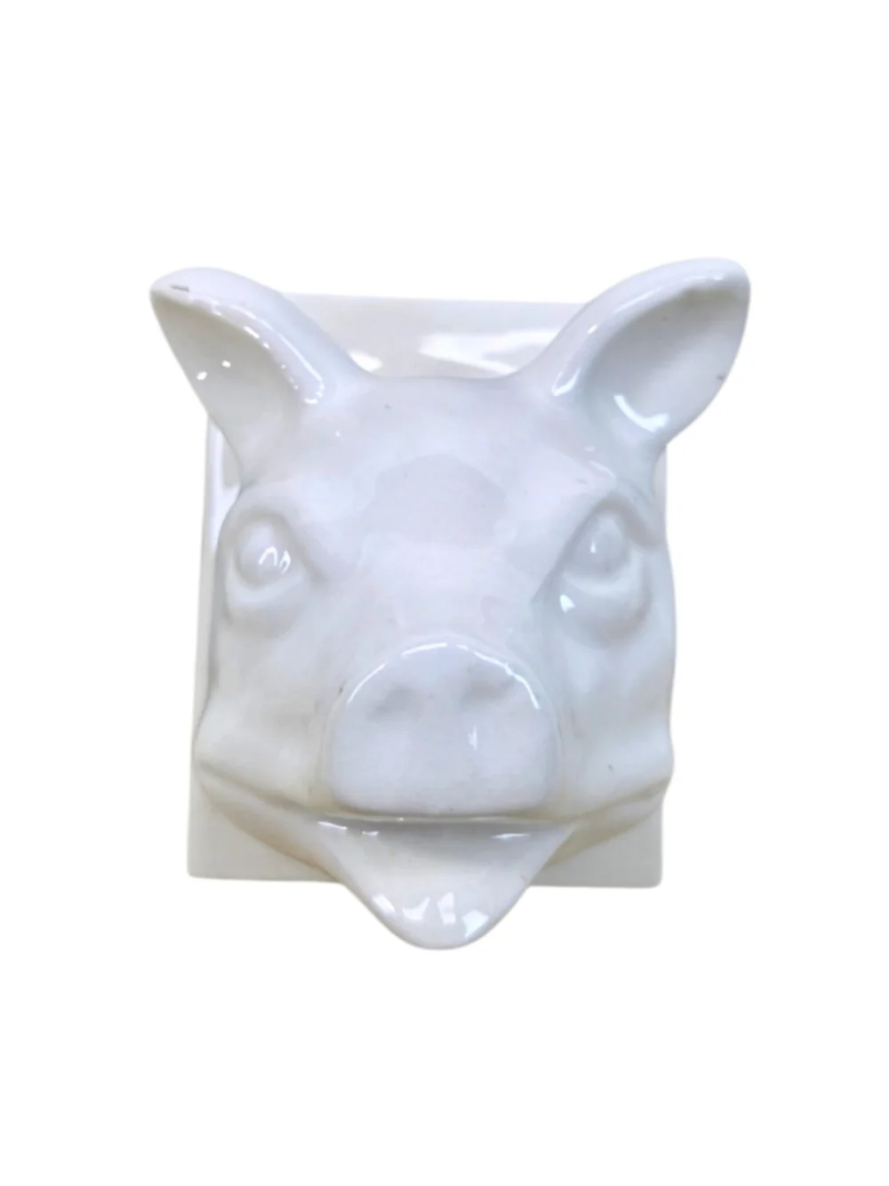 Vintage Mid Century Ceramic Pig Wall Mount Apron Towel Holder Farmhouse Kitsch
